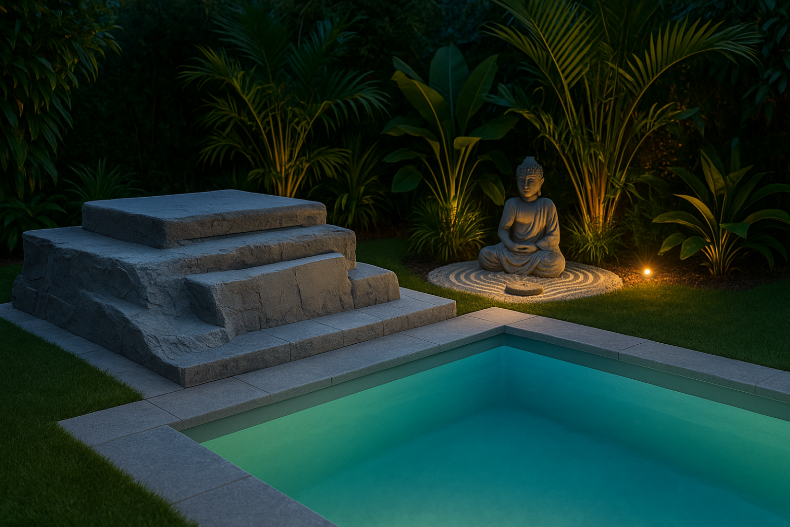 local faux rocher pour piscine en polyester