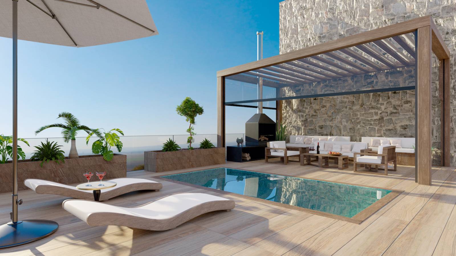 mini piscine sur une terrasse 