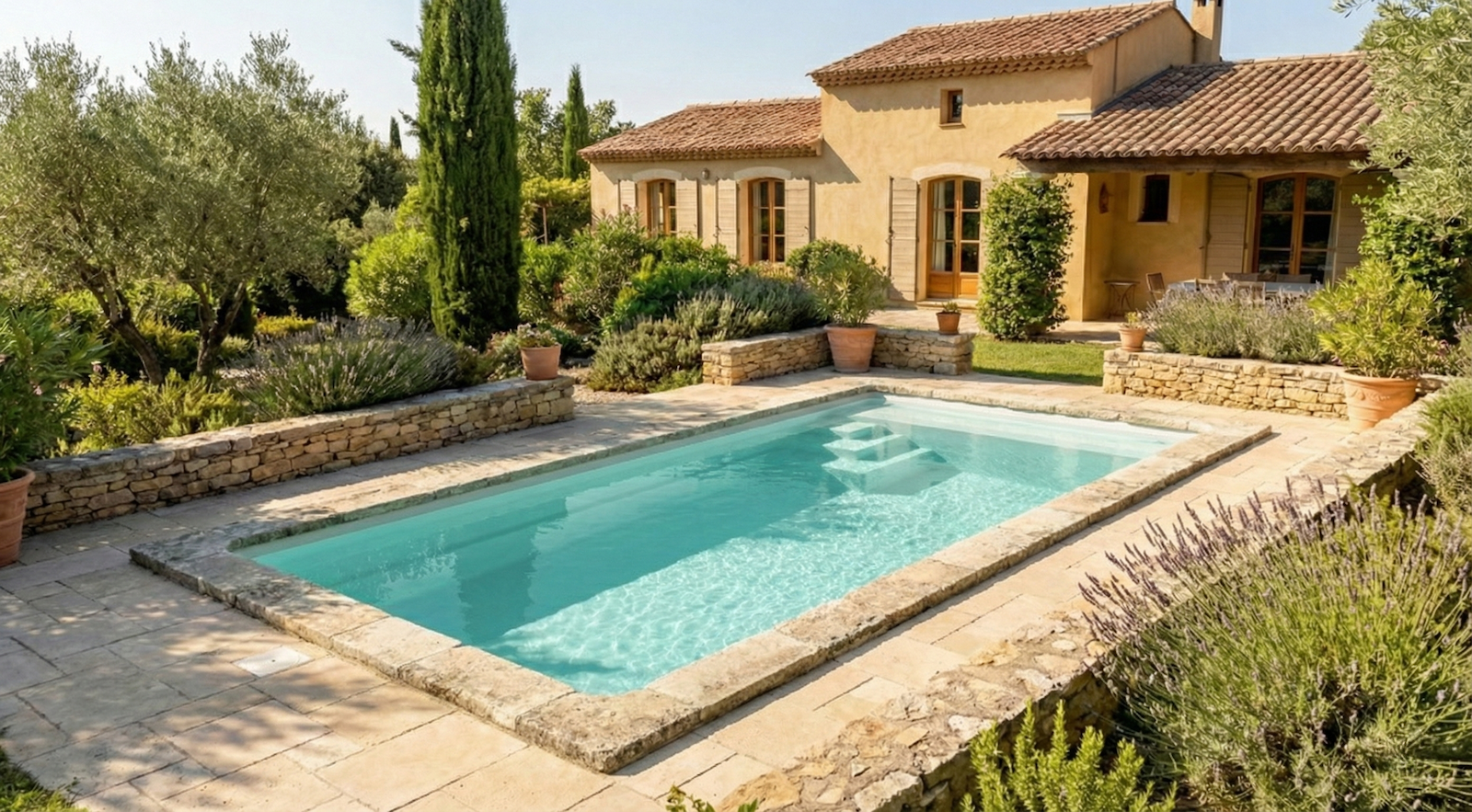 piscine coque  avec margelle à Solliès-Toucas