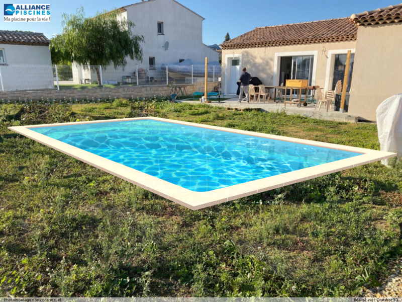 simulation de pose d'une piscine rectangulaire dans le var a rocbaron