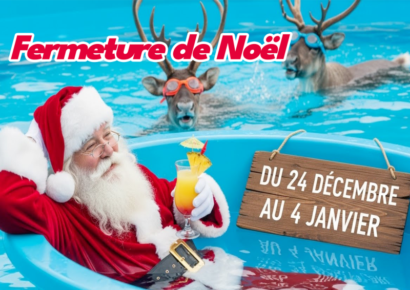 le pere noel cocktail piscine dans le var et les rennes de noel pour la fermeture de noel de l'agence