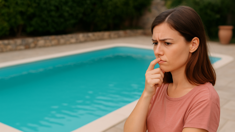 Traitement de l'eau d'une piscine coque polyester à La Londe-les-Maures pour éliminer les chloramines responsables d'une forte odeur de chlore.