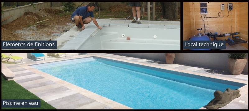 Comment est installée une piscine coque par Cocktail Piscine au Castellet ?
