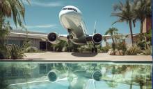 avion au bord d'une piscine en vacances