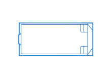 Piscine coque polyester Shooter 6,20 m à Toulon avec bloc filtrant intégré et banquette pour la détente.